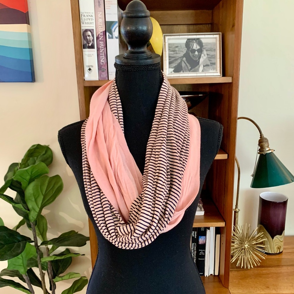 LA Relaxed Infinity Scarf Blush Pink Stripes